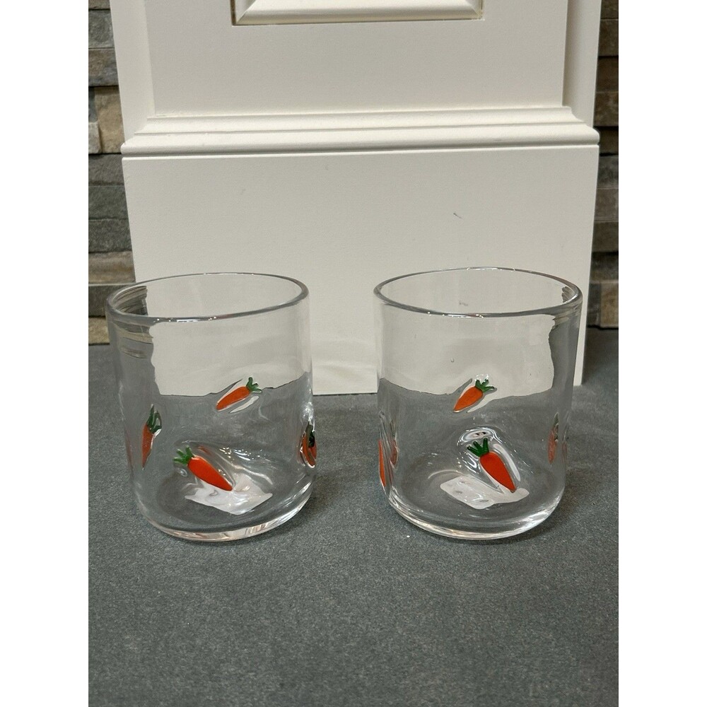 At Home Carrot Icon Glass 17.25oz Easter Theme Drinking Glass Set of 2